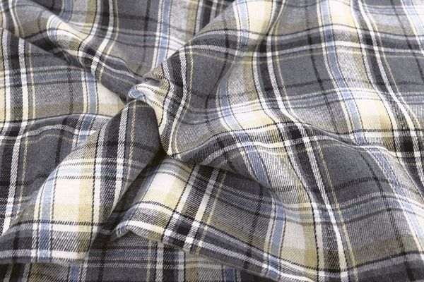 Рубашечная ткань принт/клетка бело-серая на светло-синем 1418-PY/D#16/C#1