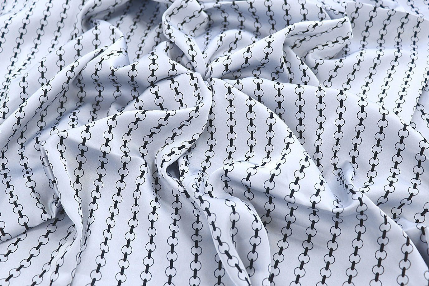 Сатин "Армани" принт/цепи черные на белом 3588-PY/D#14/C#2