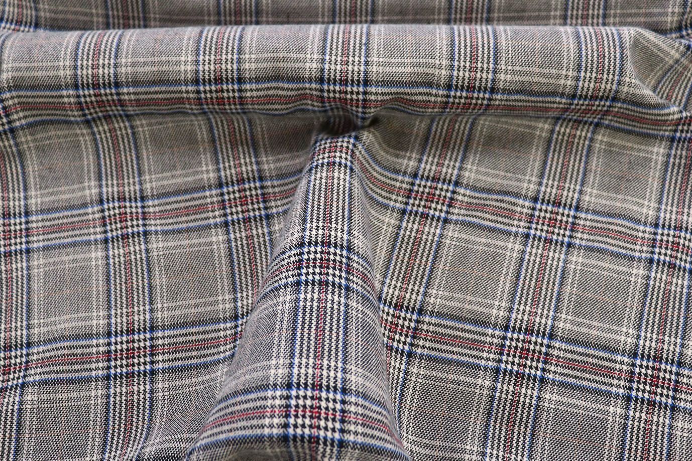 Костюмная ткань "Шотландка" принт/клетка серая 3079/D#11/C#2