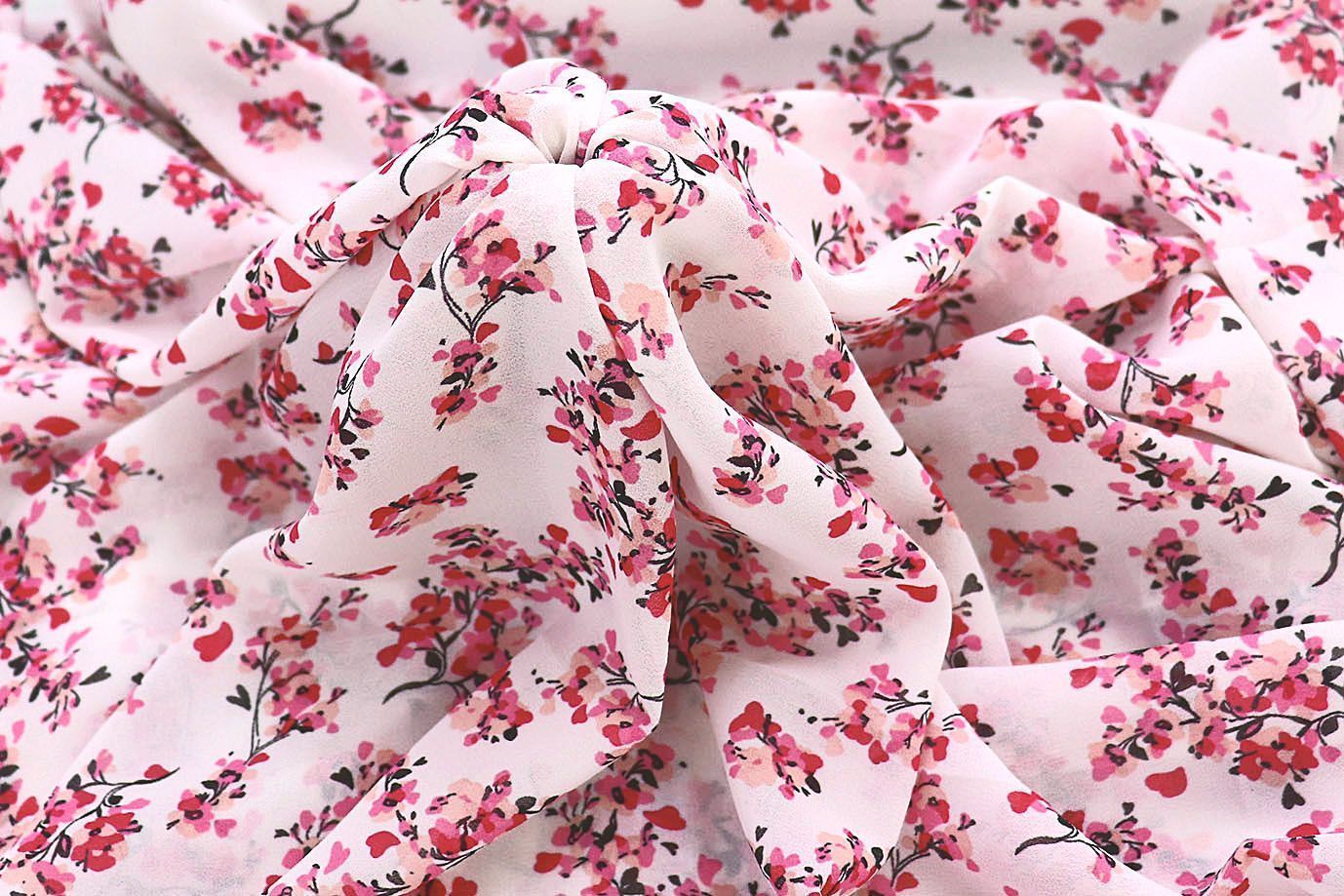 Шифон принт/цветы красно-розовые на белом 3873-PY/D#2/C#1