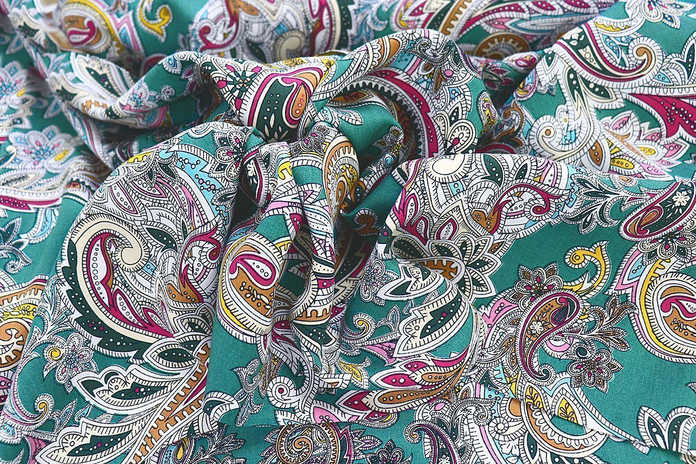 Штапель принт/узор на зеленом 3861-PY/D#3/C#2