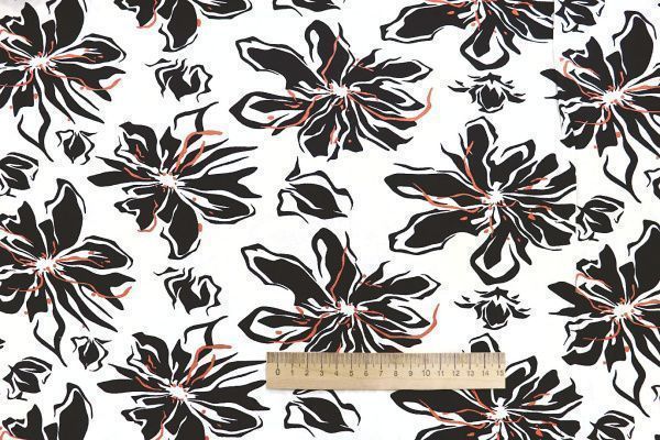 Штапель принт/цветы черные на белом 3858-PY/D#9/C#5
