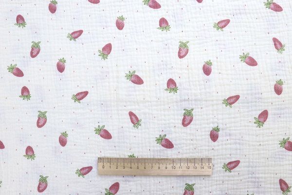 Муслин принт/земляника розовая на белом 4017-PY/D#8