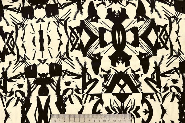 Штапель принт/узор черный на кремовом 4203-PY/D#89/C#1