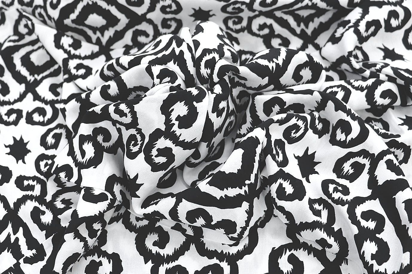 Штапель принт/узор черный на белом 1374-PY/D#31/C#5