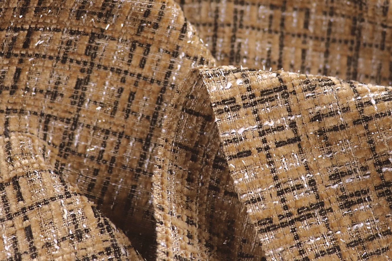 Пальтовая ткань "Шанель" принт/клетка песочная 1361-6536/C#32 (50311)