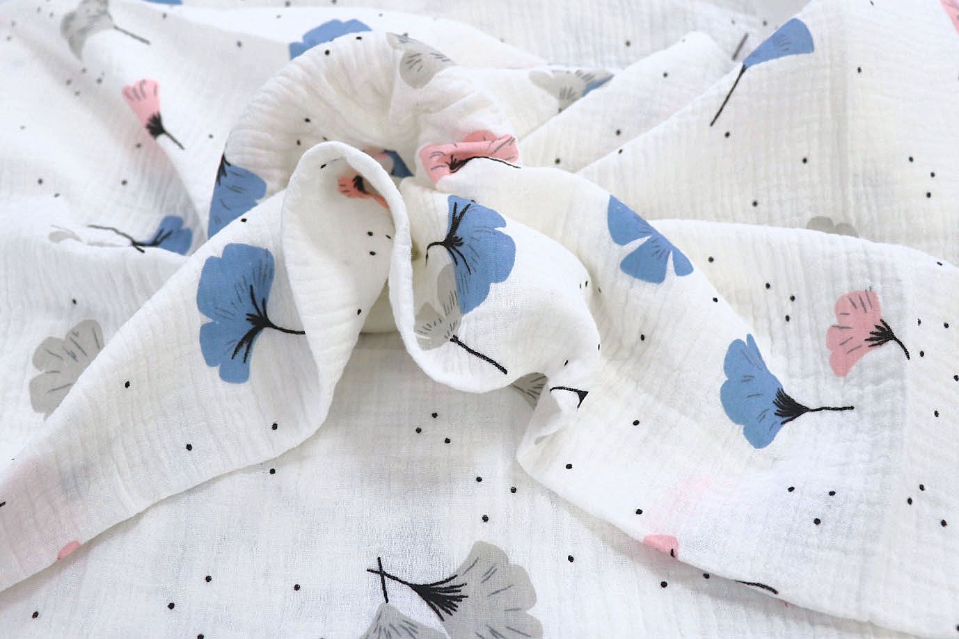 Муслин принт/цветы на белом 1393-PY/D#23/C#1