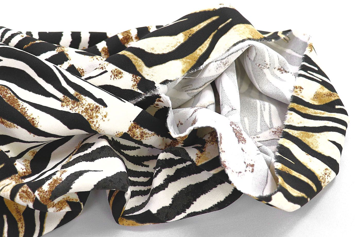 Костюмная ткань "Барби" стрейч принт/черно-коричневый на белом 3849-PY/D#3/C#1