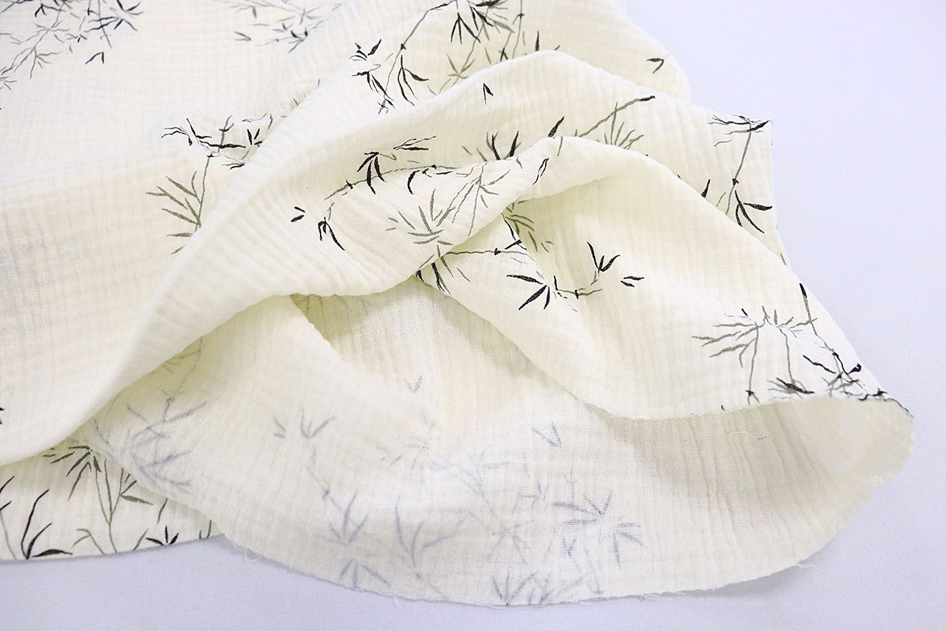 Муслин принт/цветы черно-зеленые на молочном 3941-PY/D#1