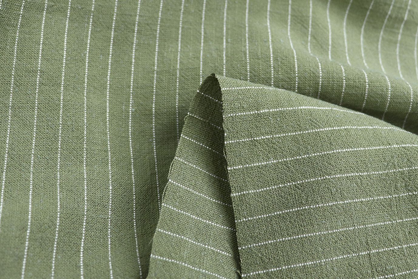 Лен принт/полоска белая на оливковом 4155-PY/D#1/C#4