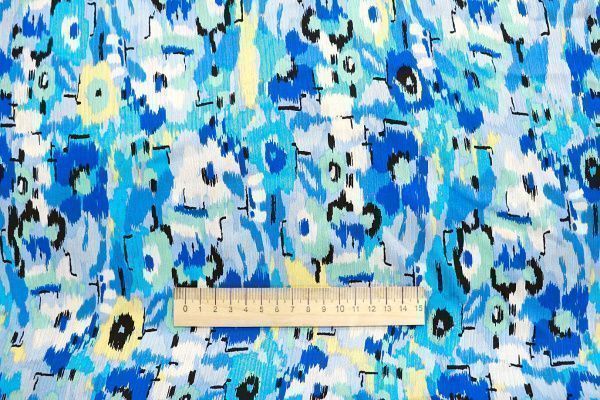 Сатин "София" креш принт/сине-голубой 3608-PY/D#1/C#1