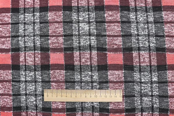 Трикотаж жаккард принт/клетка розово-серая 3257-22-PY/D#10/C#1