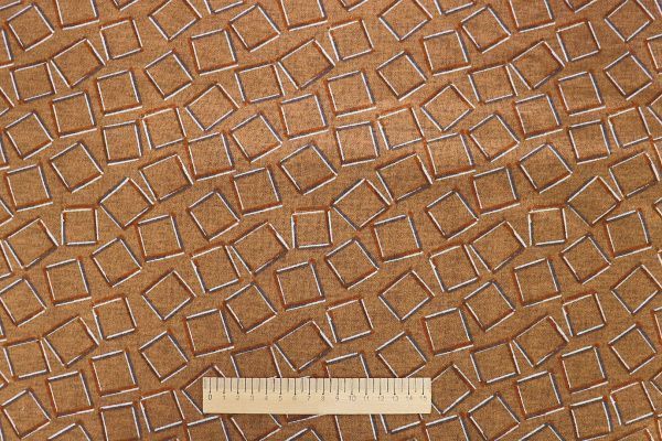 Трикотаж "Модал" принт/квадраты на светло-коричневом 3561-PY/D#6/C#2