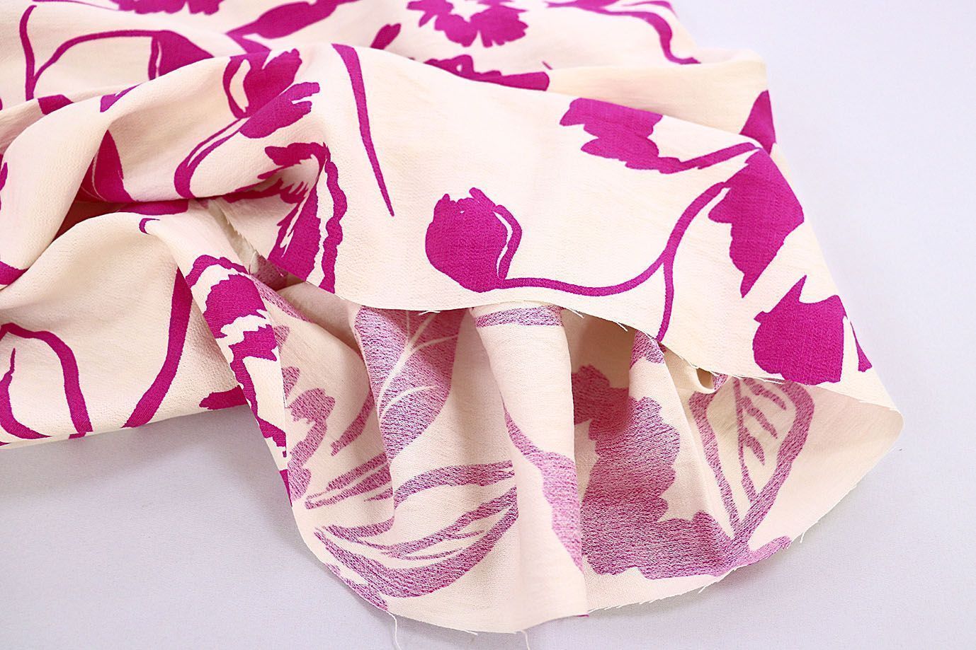 Лен БОХО принт/цветы малиновые на молочном 3857-PY/D#10/C#2