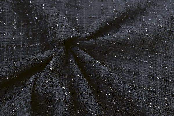 Костюмная ткань "Шанель" с люрексом/черный AP50614/D#826-24-4278/C#49
