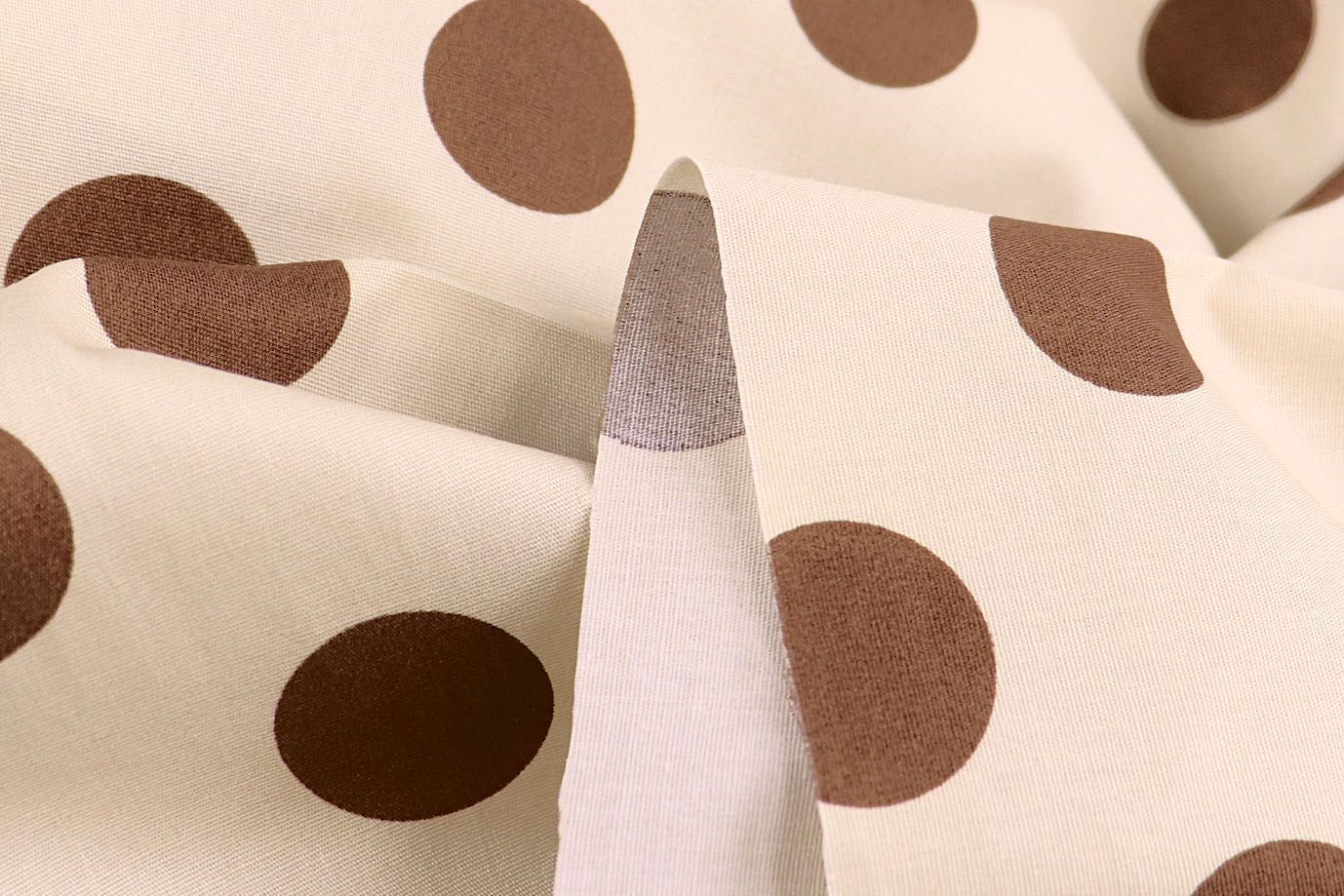 Хлопок "Поплин" стрейч принт/горох коричневый на бежевом 4235-PY/D#2/C#2