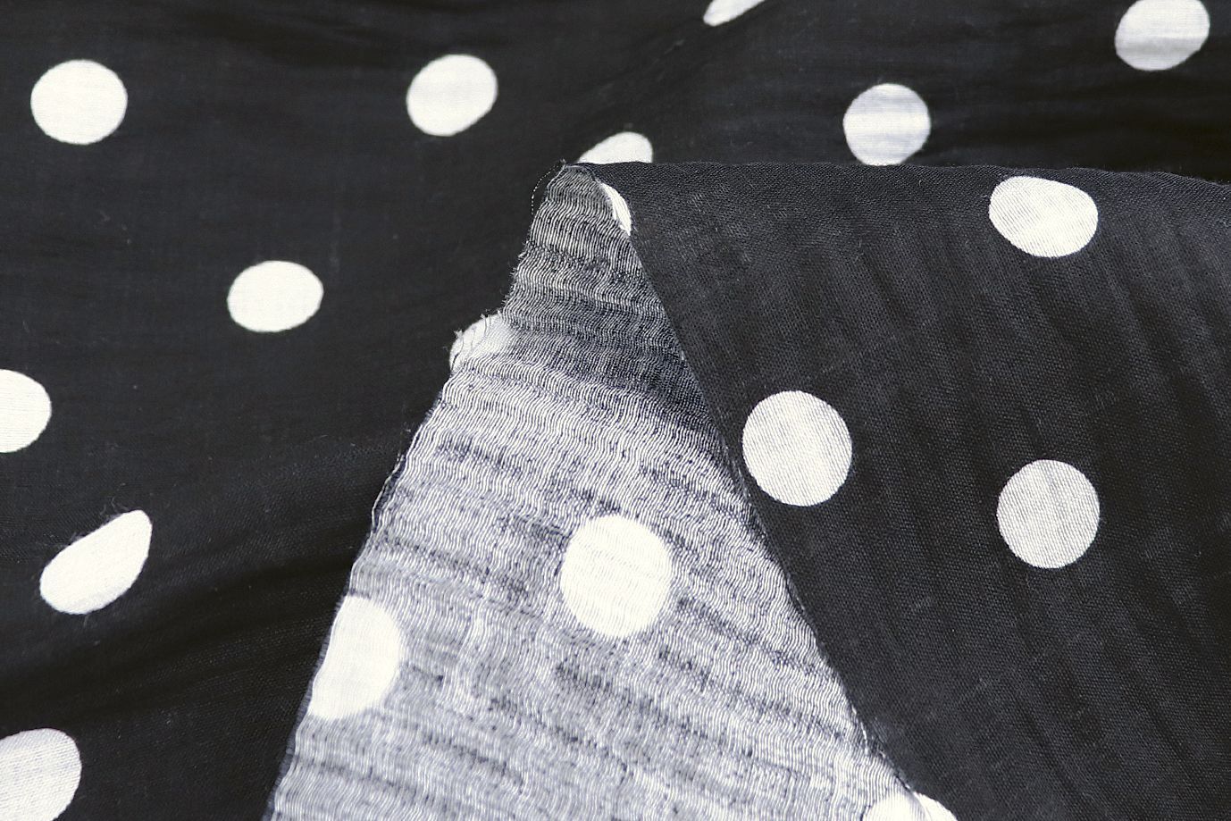 Лен креш принт/горох белый на черном 4154-PY/D#1/C#3