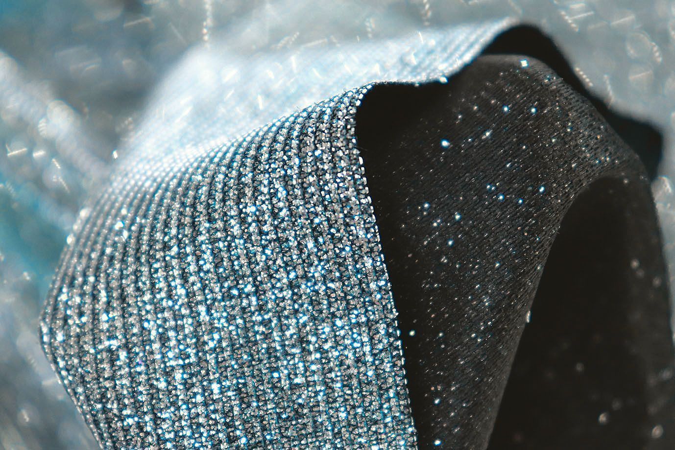 Трикотаж с люрексом на интерлоке/лазурно-бирюзовый 1327-PY/C#12