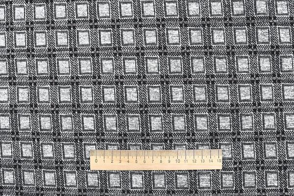 Трикотаж принт/клетка черно-серая с коричневым 2693/D#15/C#1