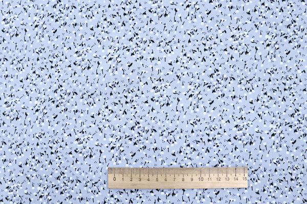 Штапель принт/цветы бело-черные на голубом 4205-PY/D#8/C#2