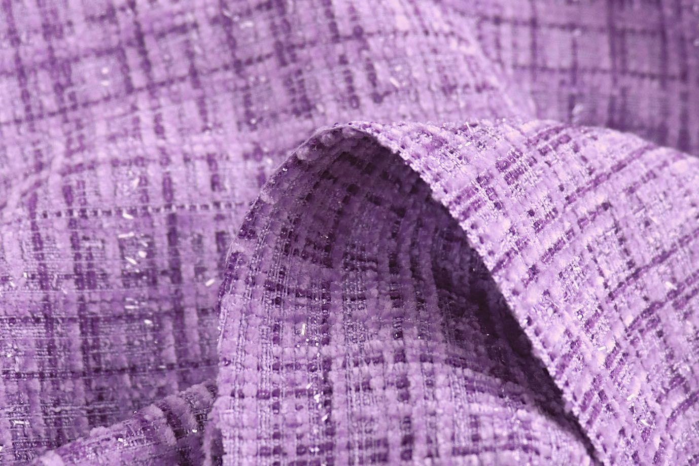 Пальтовая ткань "Шанель" принт/клетка сиреневая 1361-6536/C#28 (50311)