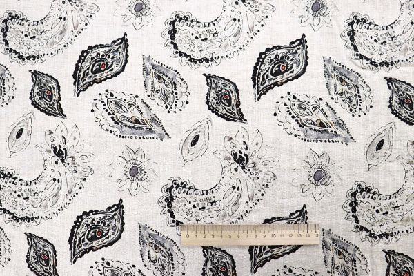 Лен принт/черный на молочном 4038-PY/D#6/C#1