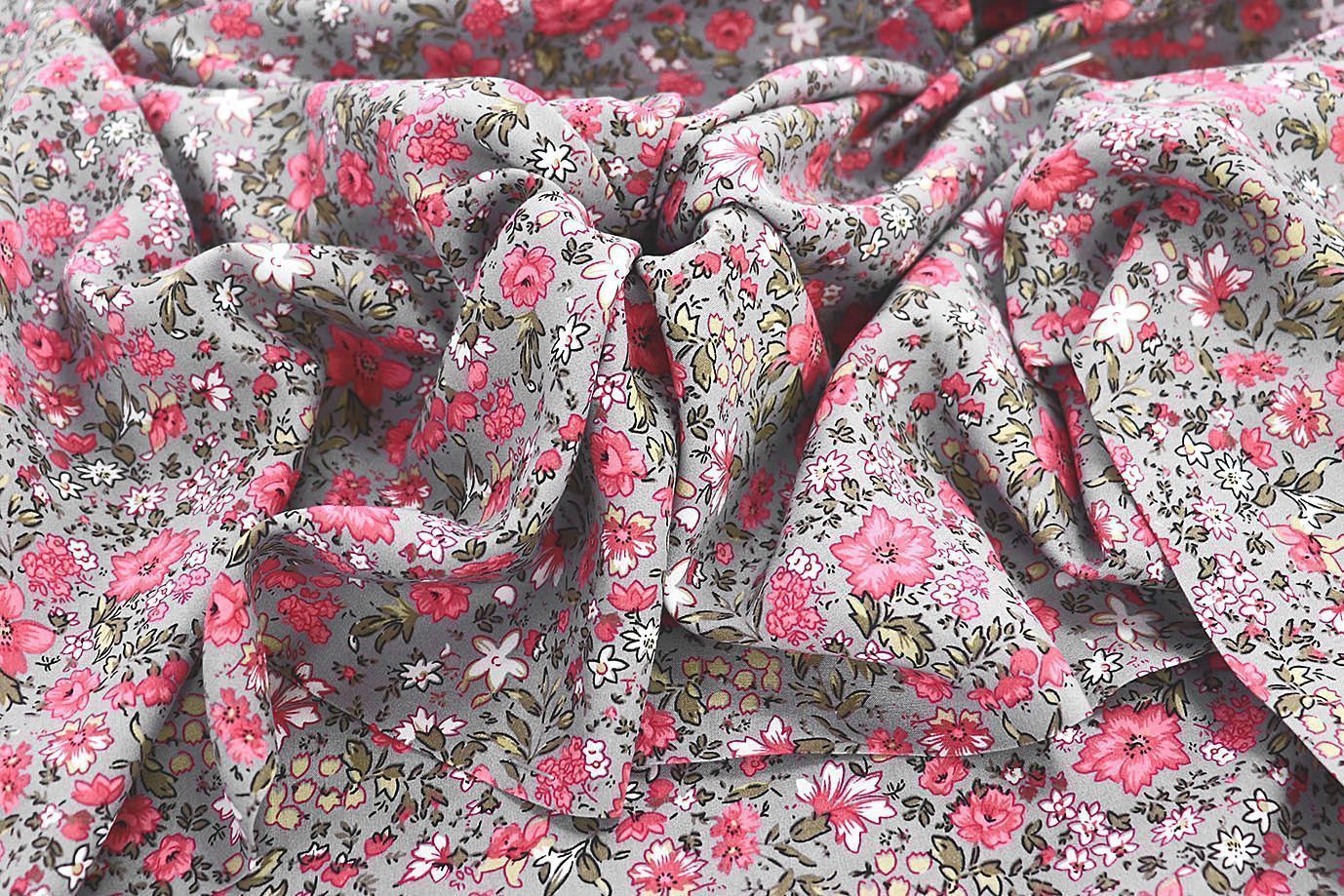 Штапель принт/цветы розовые на сером 3861-PY/D#1/C#1