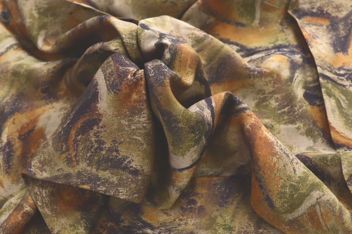 Сатин "Морокко" принт/зелено-оранжевый на бежевом 3888-PY/D#6/C#2