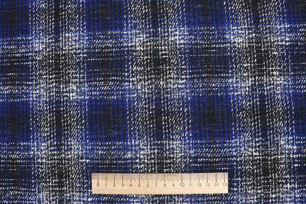 Трикотаж жаккард принт/клетка черно-синяя 3257-22-PY/D#3/C#4