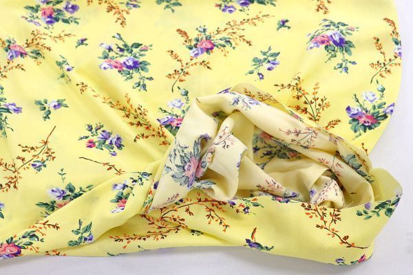 Штапель "Полплин" принт/цветы на желтом 4012-PY/D#1/C#1