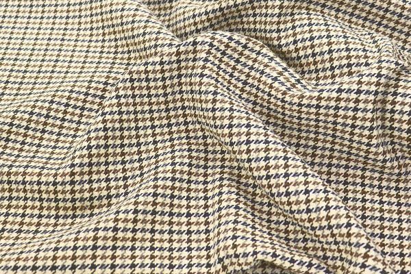 Пальтовая ткань Твид принт/гусиная лапка сине-коричневая AP210313021/D#777-2013/C#3