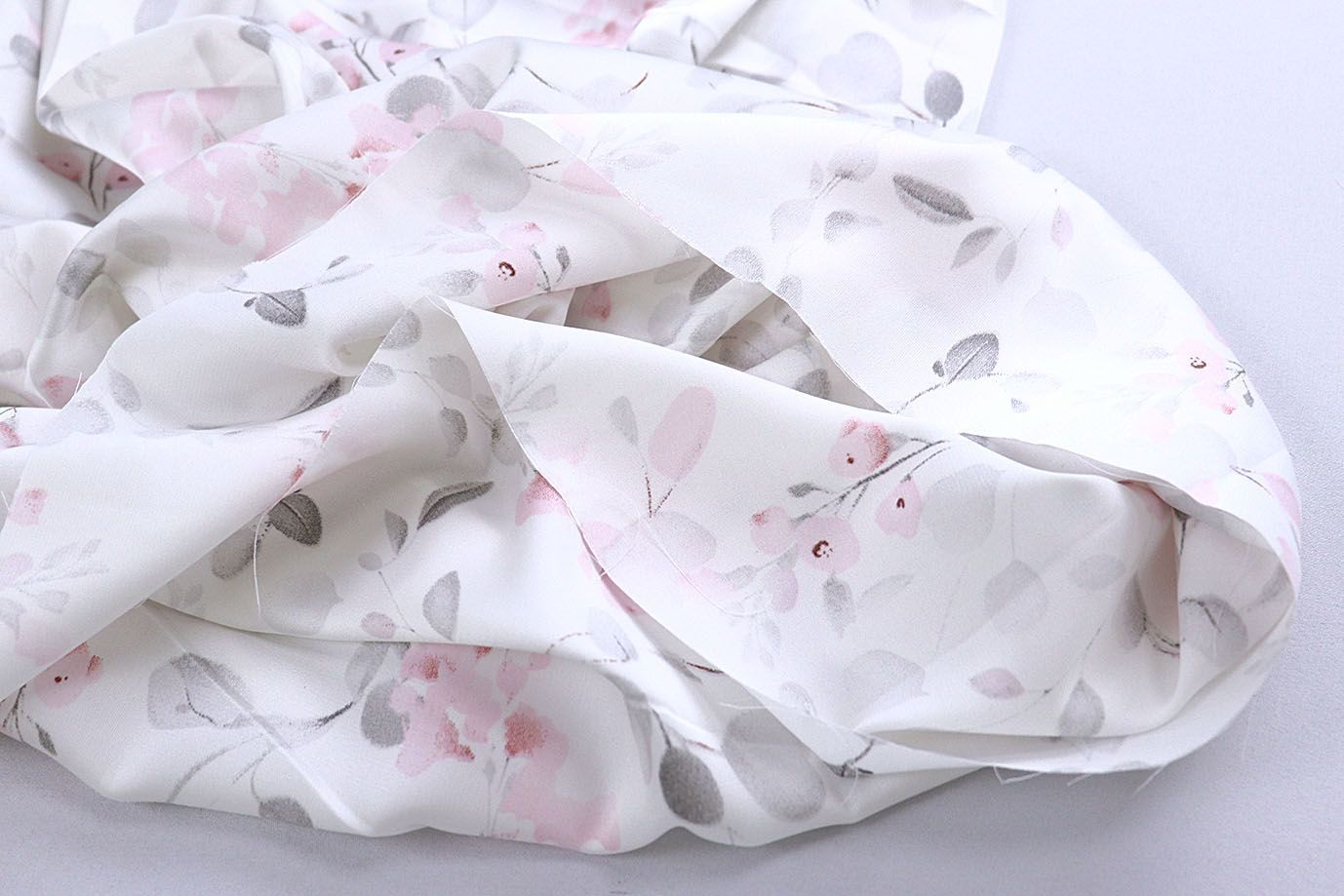 Сатин "Армани" принт/цветы серо-розовые на белом 4021-PY/D#1/C#1