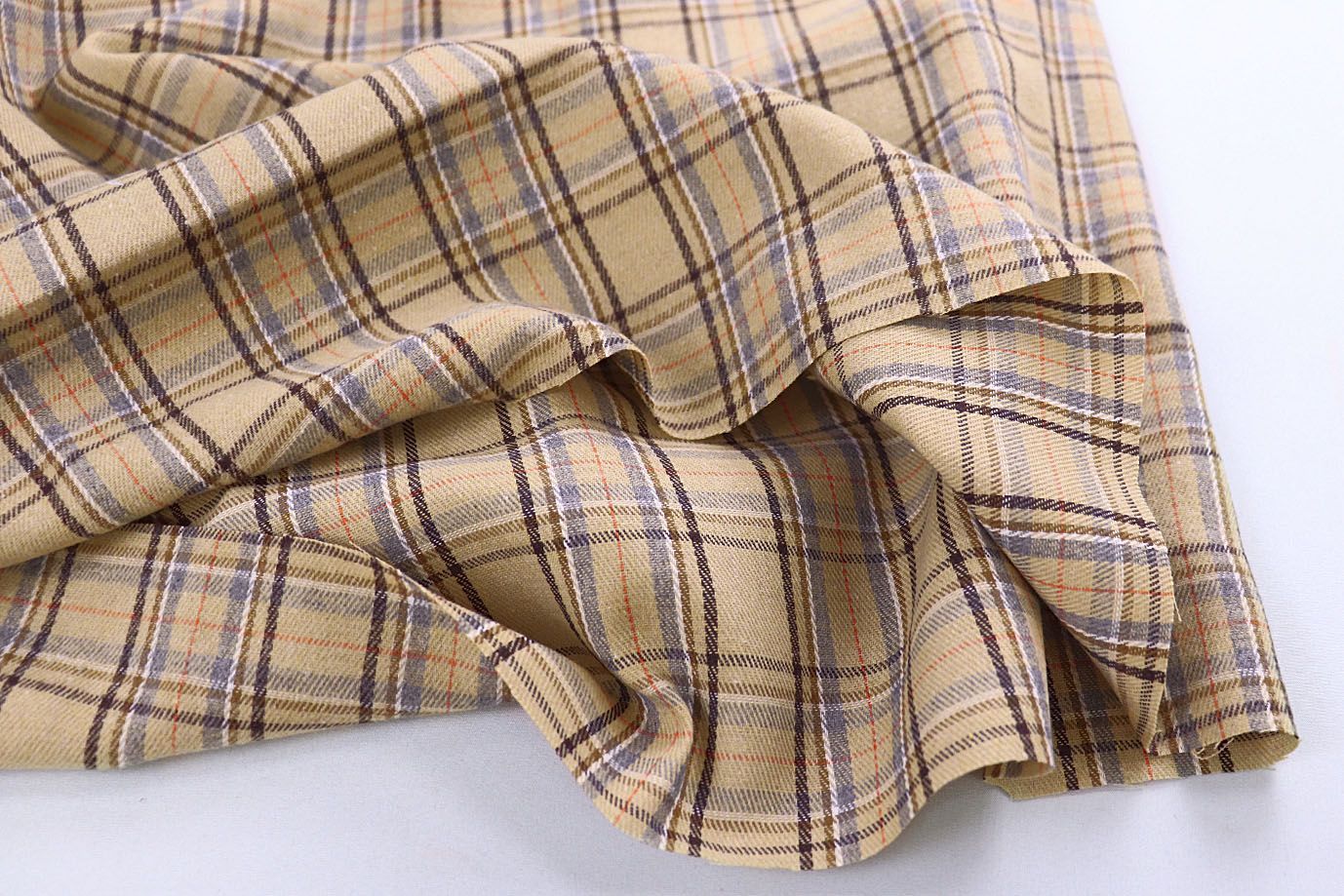 Рубашечная ткань принт/клетка серая на желтом 1418-PY/D#10/C#2