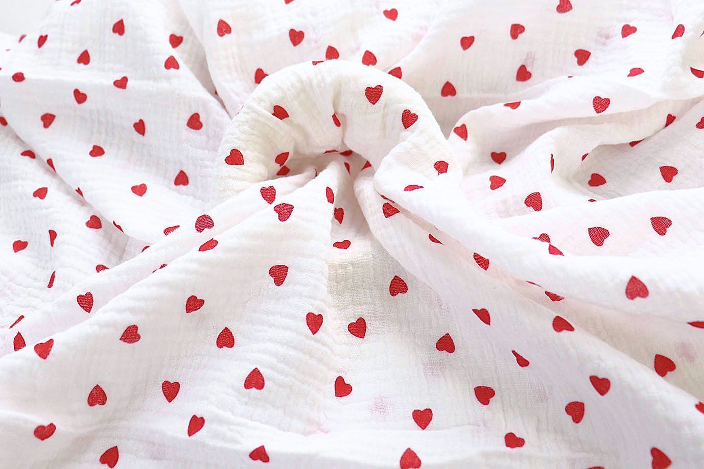 Муслин принт/сердечки красные на белом 1414-PY/D#3/C#1 (7614)