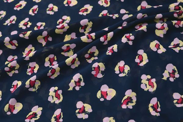 Шифон принт/цветы на темно-синем 3189-PY/D#4