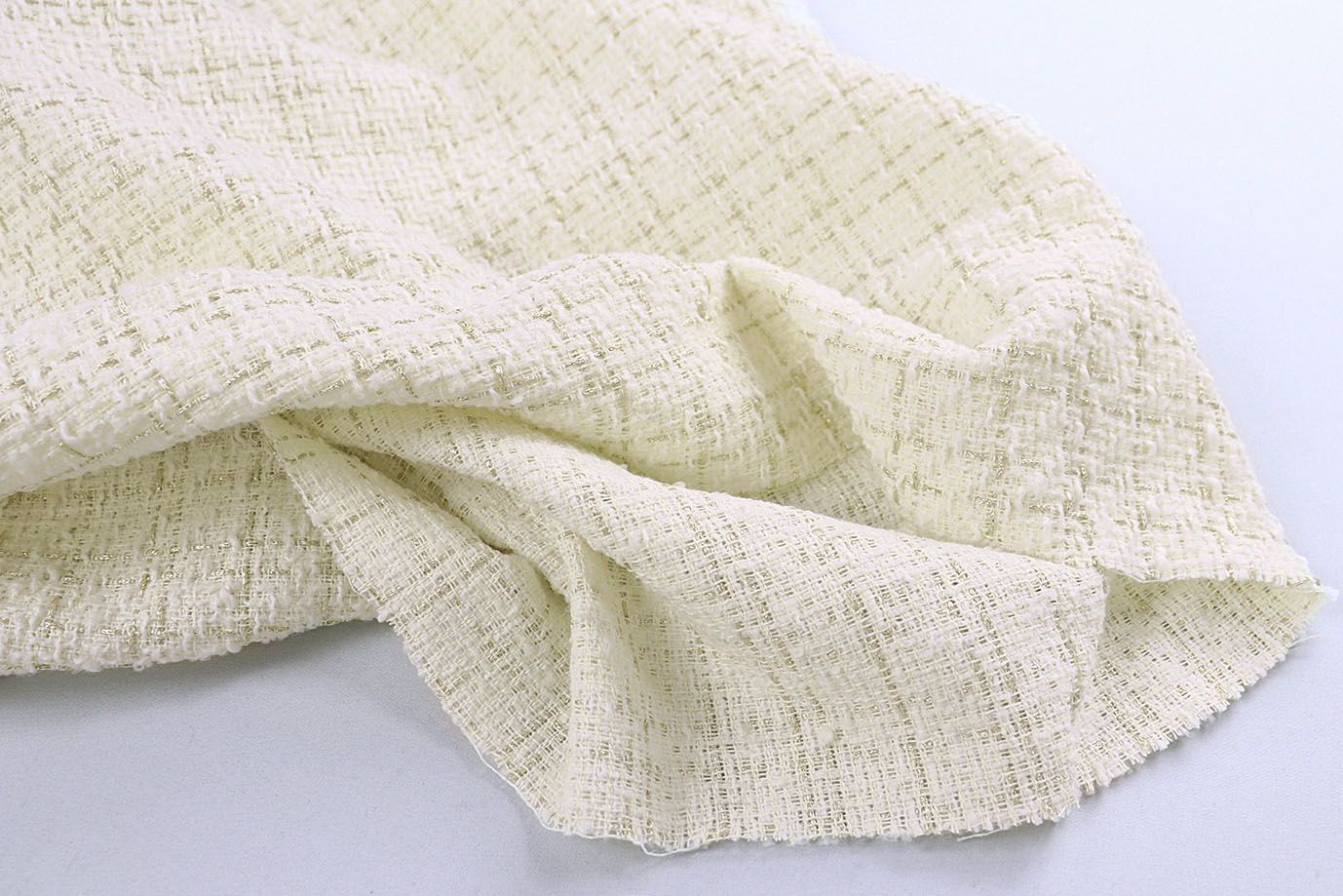 Костюмная ткань "Шанель" с люрексом/молочный 1421-PY/C#1