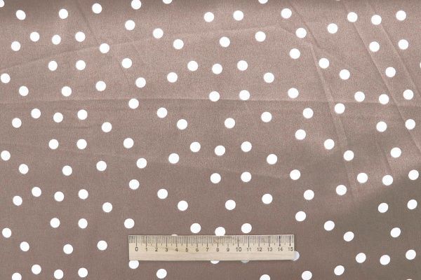 Сатин "Армани" принт/горох белый на бежевом 4184-PY/D#1/C#3