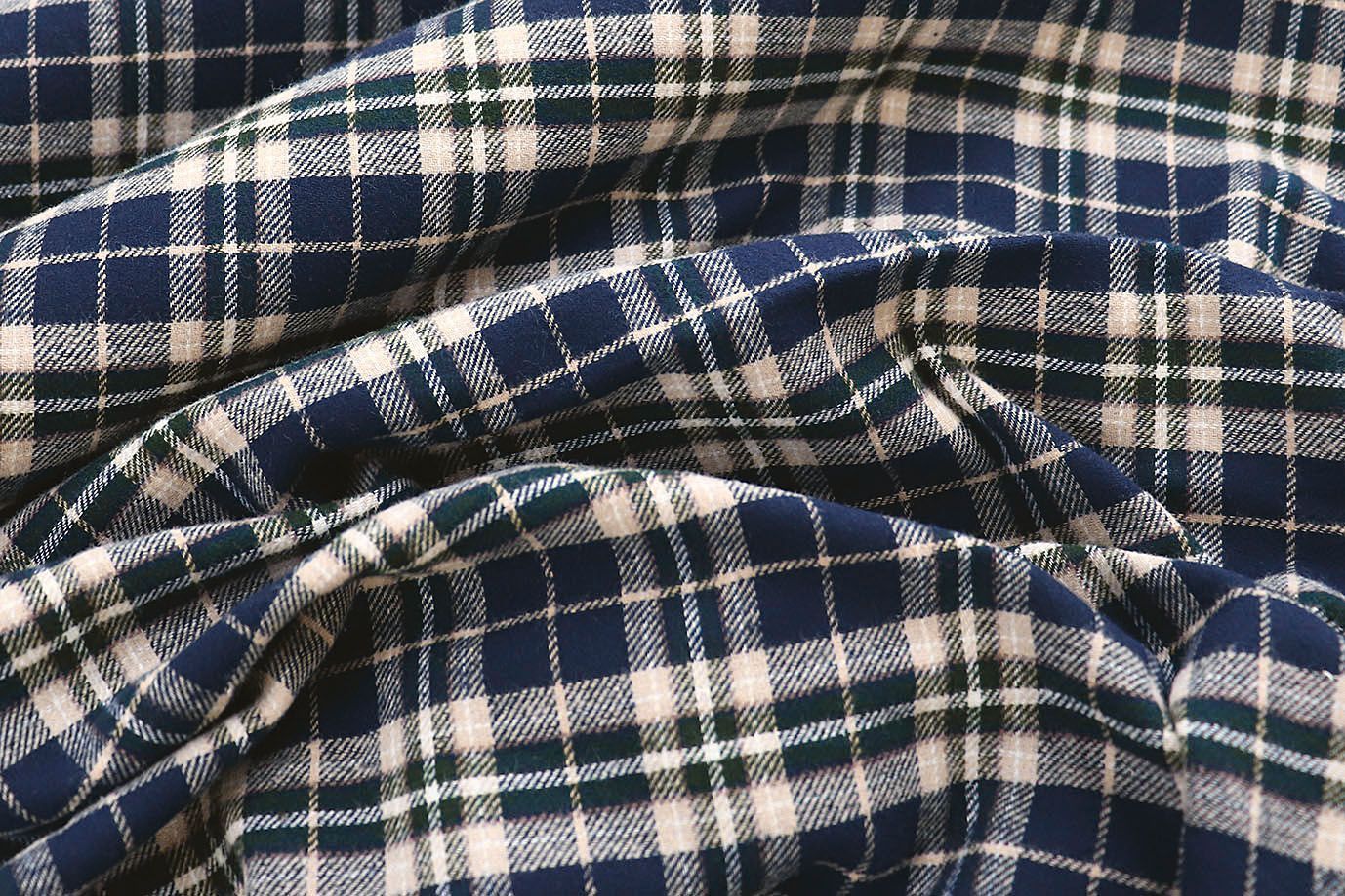 Рубашечная ткань принт/клетка молочно-синяя 4015-PY/D#36494