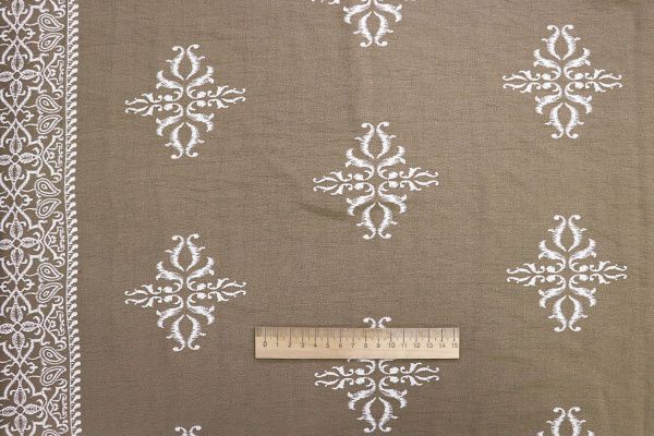 Лен БОХО принт/бело-коричневый 3879-PY/D#4/C#1