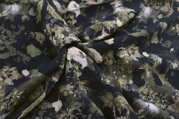 Штапель принт/листья зеленые на черном 4244-PY/D#1/C#3