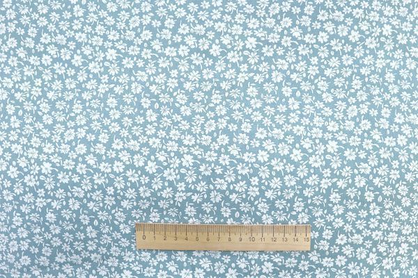 Штапель принт/цветы белые на голубом 1374-PY/D#37/C#6