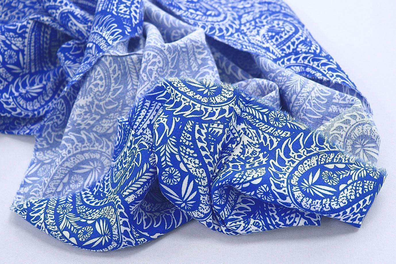 Штапель принт/узор белый на синем 1374-PY/D#26/C#6