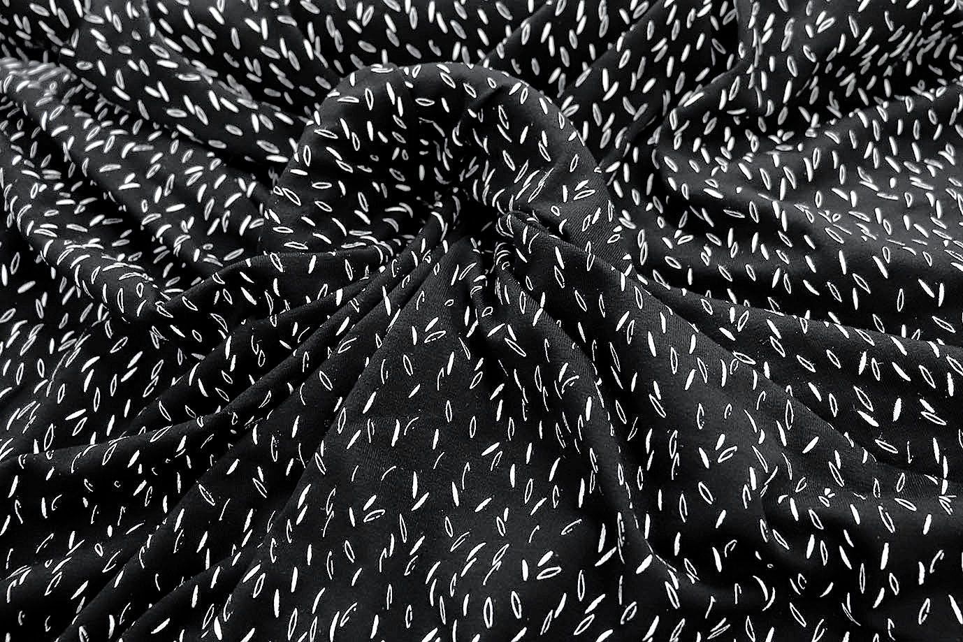 Трикотаж вискоза флок принт/белый на черном SSR-841/D#2/C#1 (DT17143)