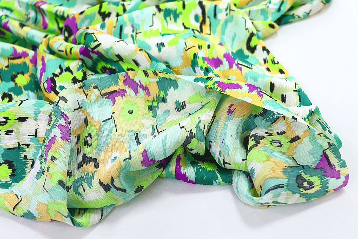 Сатин "София" креш принт/желто-бирюзовый 3608-PY/D#1/C#3