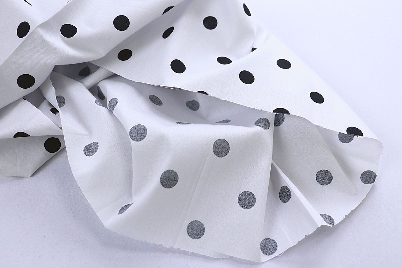 Хлопок "Поплин" стрейч принт/горох черный на белом 4235-PY/D#1/C#1