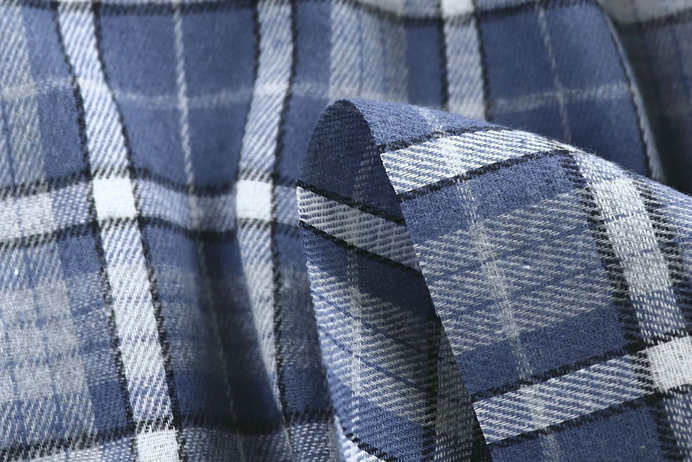 Рубашечная ткань принт/клетка белая на светло-синем 1418-PY/D#13/C#3