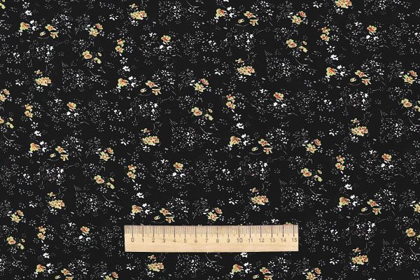Шифон принт/цветы желтые на черном 3707-PY/D#18/C#1 (11592)