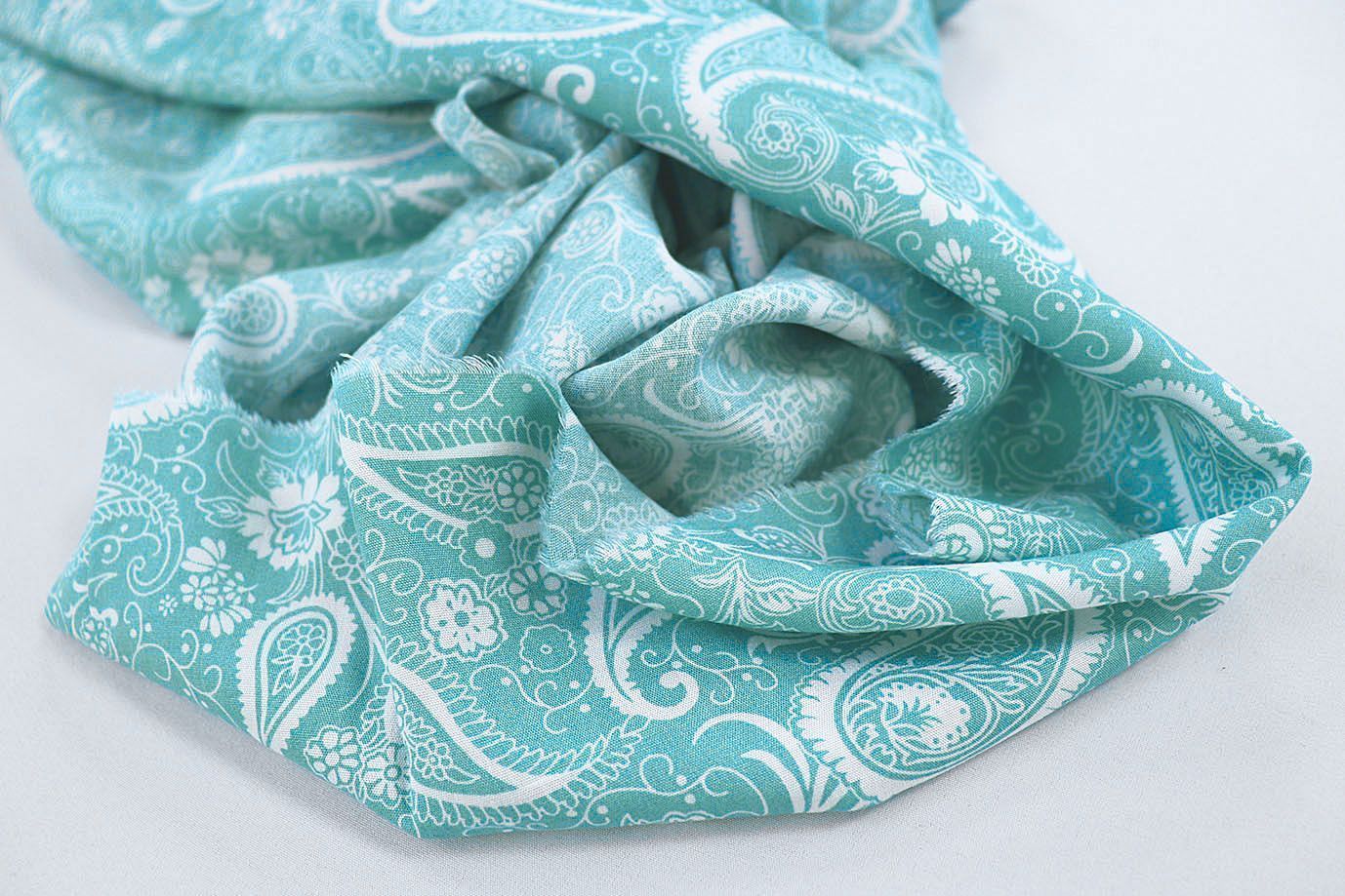 Штапель принт/узор белый на бирюзовом 1374-PY/D#27/C#3