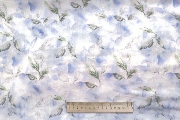 Вуаль "Медея" принт/цветы фиолетово-зеленые на светло-сером 12521/D#1/C#2