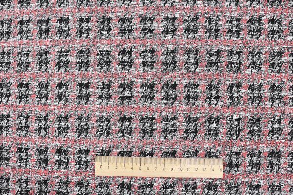 Трикотаж принт/клетка черно-розовая 2693/D#5